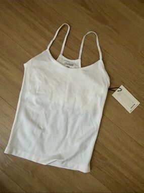SPLITS59 White Ribbed Cami Tank Top for Pilates Workouts - STAIN